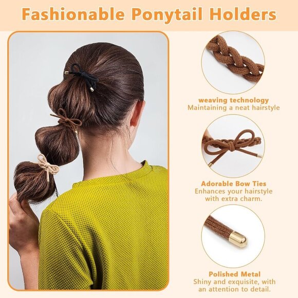 Braided Hair Ties Elastic Ponytail Holders No Damage Women Girls 24 pcs main image 5